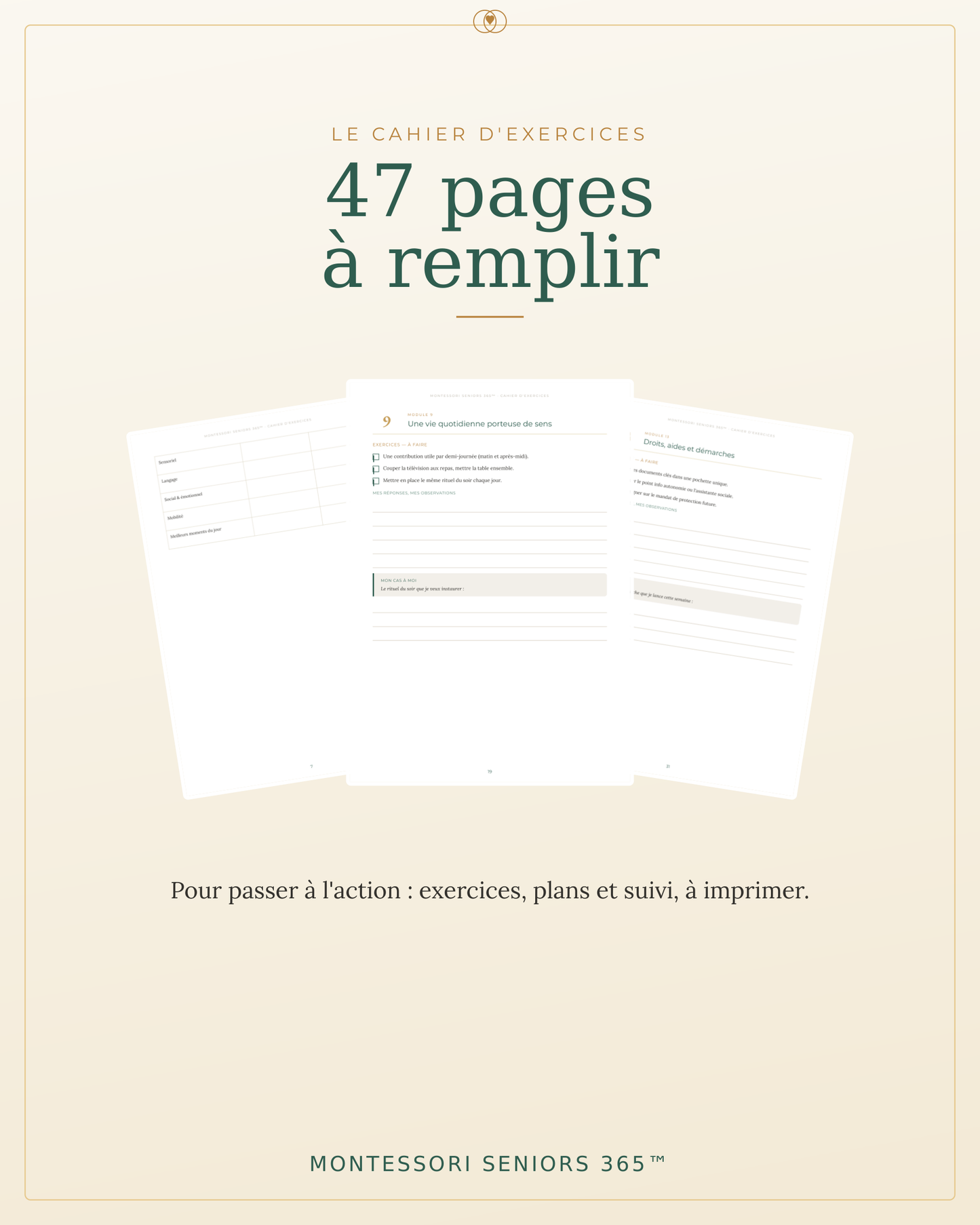Pack Complet — Montessori Seniors 365™ : la formation + le cahier + le livret